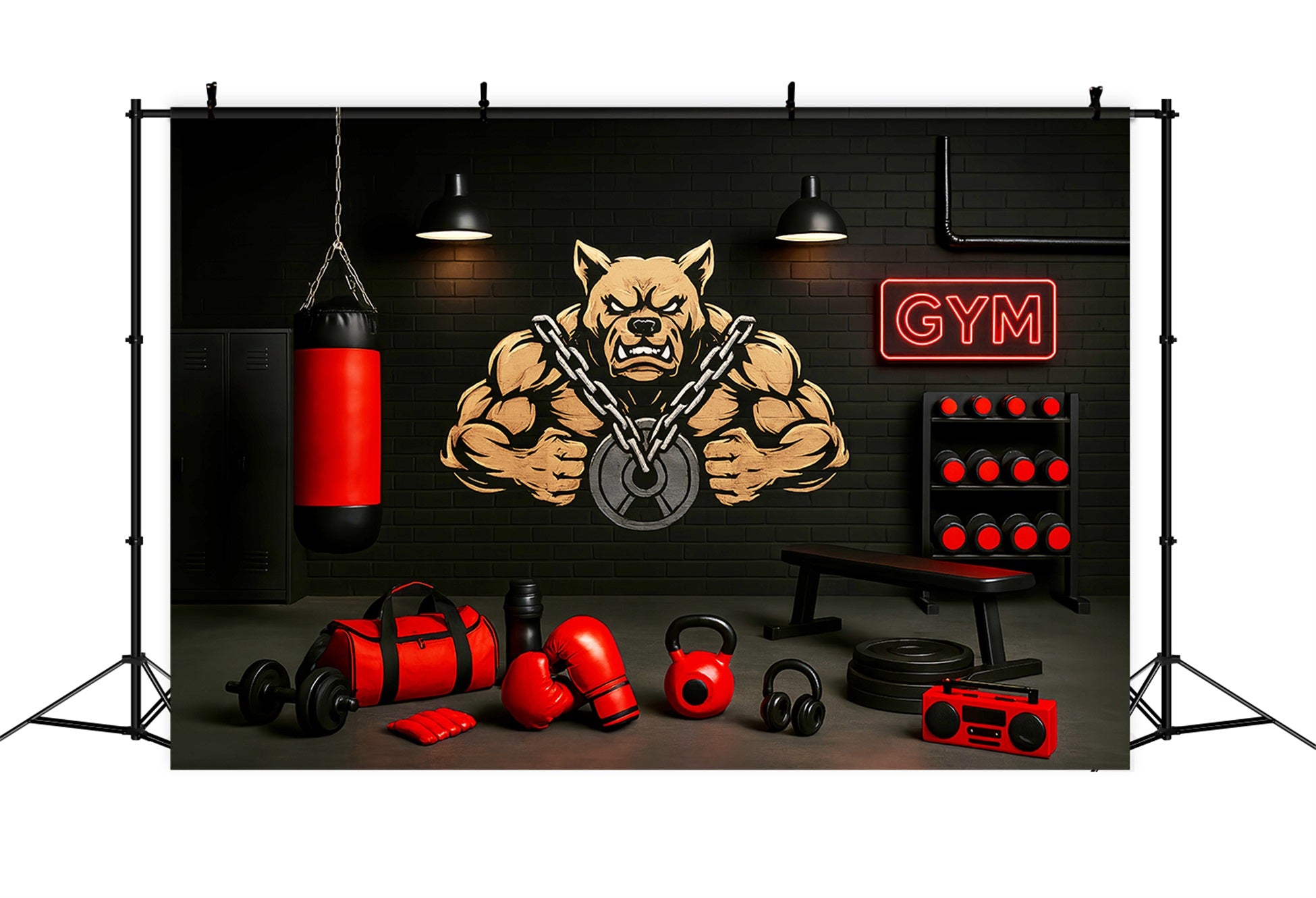 Sports Backdrop Bulldog Boxing Gym Strength Sports Backdrops LXX59-300