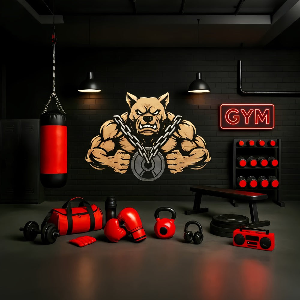 Sports Backdrop Bulldog Boxing Gym Strength Sports Backdrops LXX59-300
