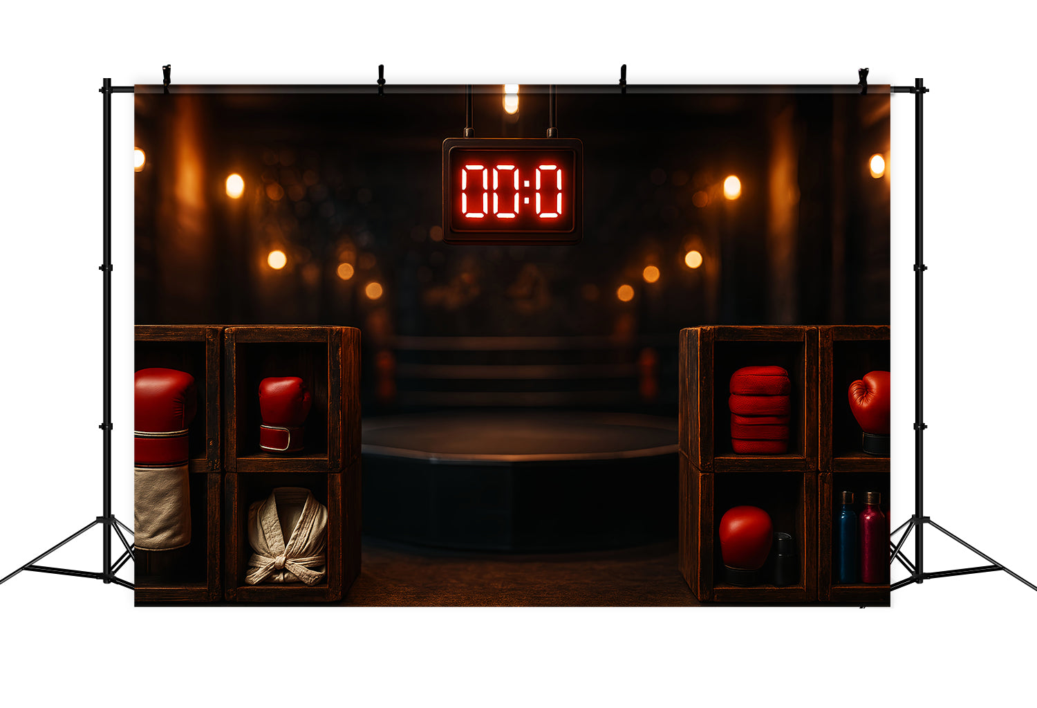Sports Backdrop Boxing Ring Countdown Moment Sports Backdrops for Photography LXX59-301
