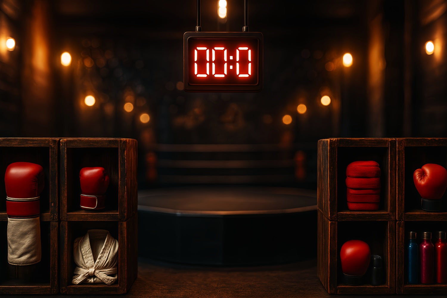 Sports Backdrop Boxing Ring Countdown Moment Sports Backdrops for Photography LXX59-301