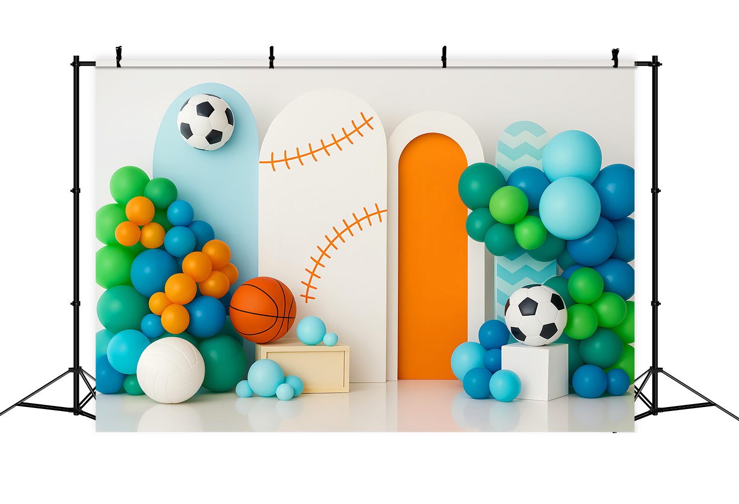 Sports Backdrop Colorful Balloon Sports Mix Sports Backdrops for Photography LXX59-302