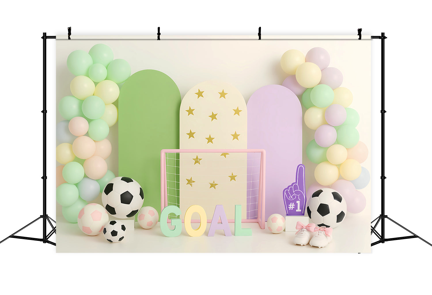 Sports Backdrop Pastel Soccer Goal Party Football Backdrops LXX59-306