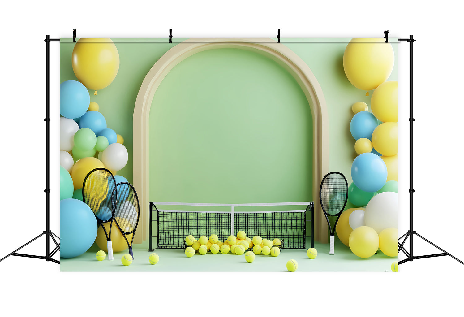 Sports Backdrop Colorful Tennis Balloon Setup Sports Backdrops LXX59-307