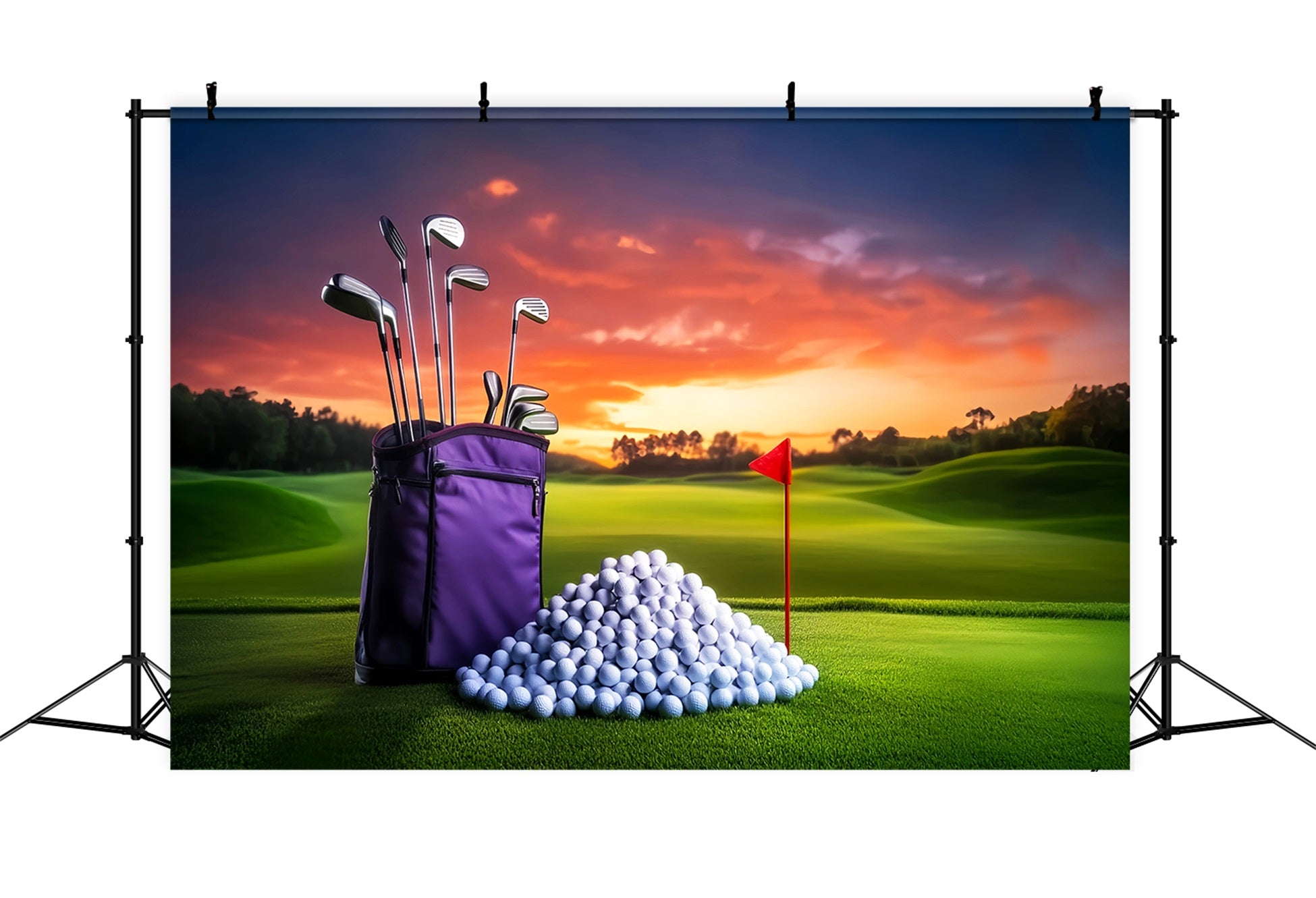 Basketball Backdrop Sunset Golf Course Equipment Sports Backdrop LXX59-309