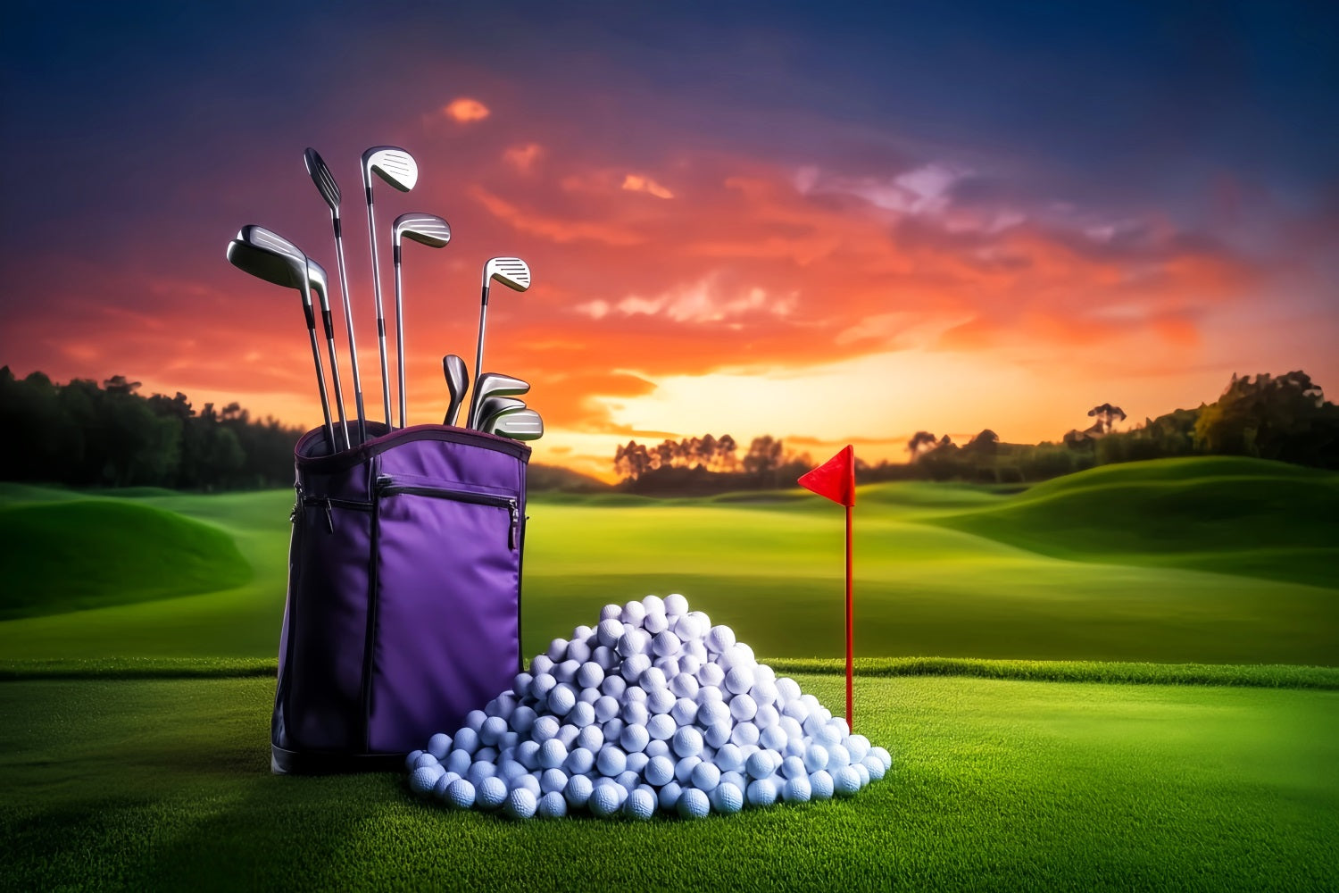 Basketball Backdrop Sunset Golf Course Equipment Sports Backdrop LXX59-309