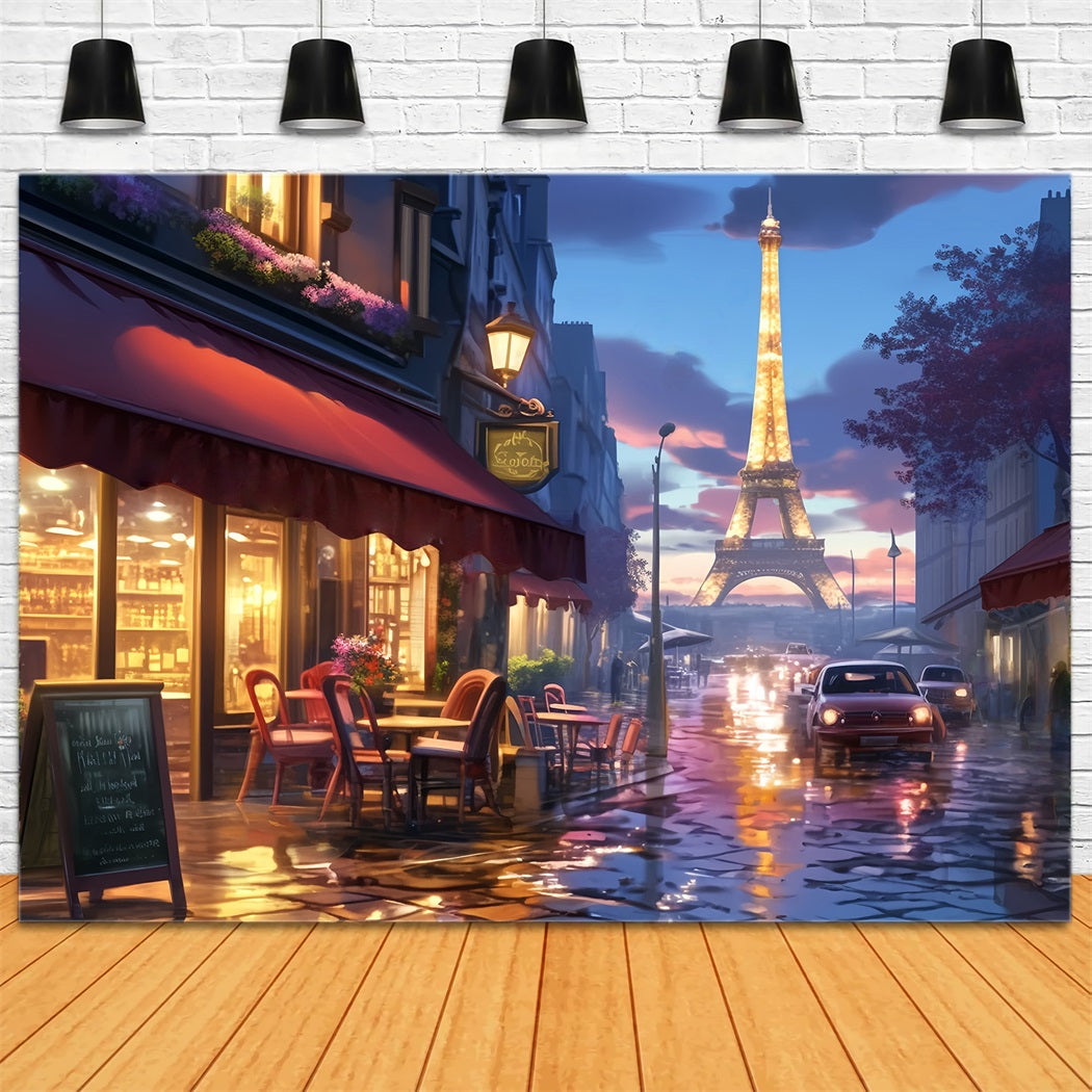 Paris Backdrop Paris Street Cafe Lights A Night in Paris Backdrop LXX59-31