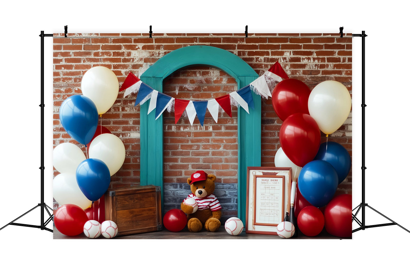 Basketball Backdrop Patriotic Baseball Teddy Display Sports Backdrop LXX59-314
