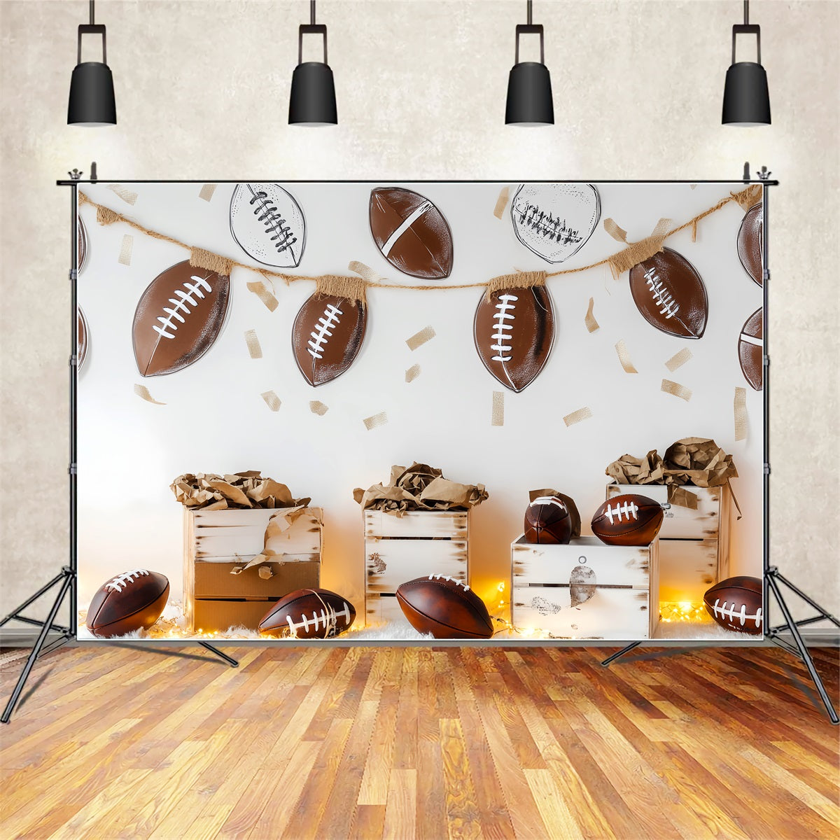 Sports Backdrop Football Garland Boxes Decor Football Backdrop LXX59-317