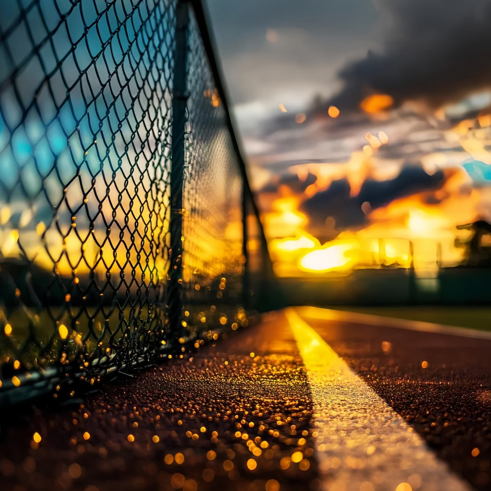 Sports Backdrop Sunset Court Chain Fence Sports Backdrops for Photography LXX59-320