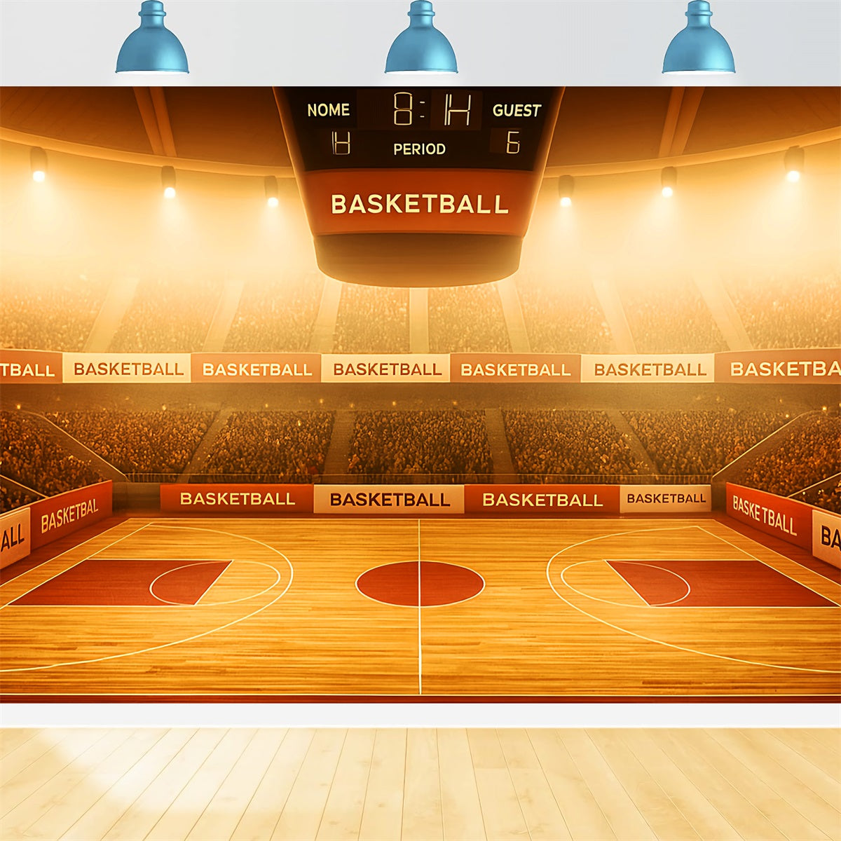 Basketball Backdrops Golden Glow Basketball Arena Sports Backdrop LXX59-327