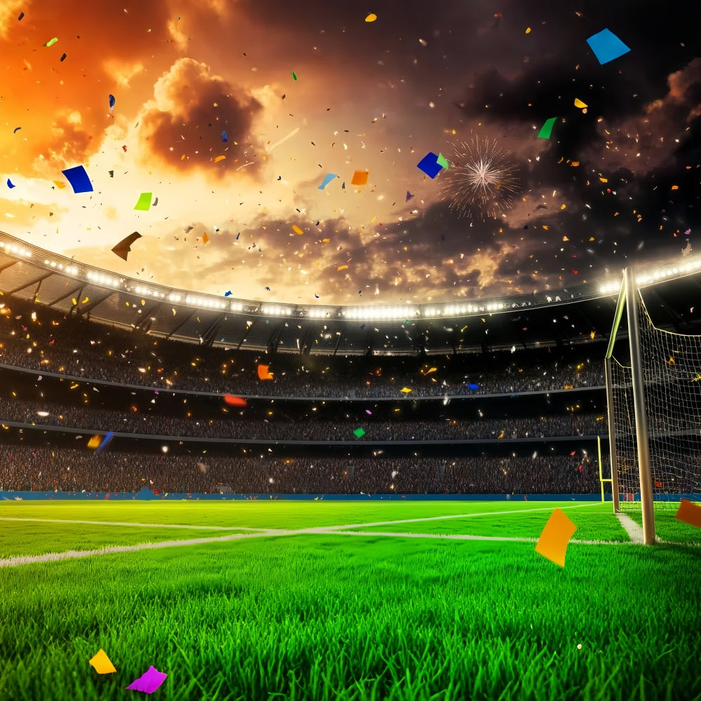 Soccer Backdrops Stadium Celebration Confetti Fireworks Football Stadium Backdrop LXX59-328