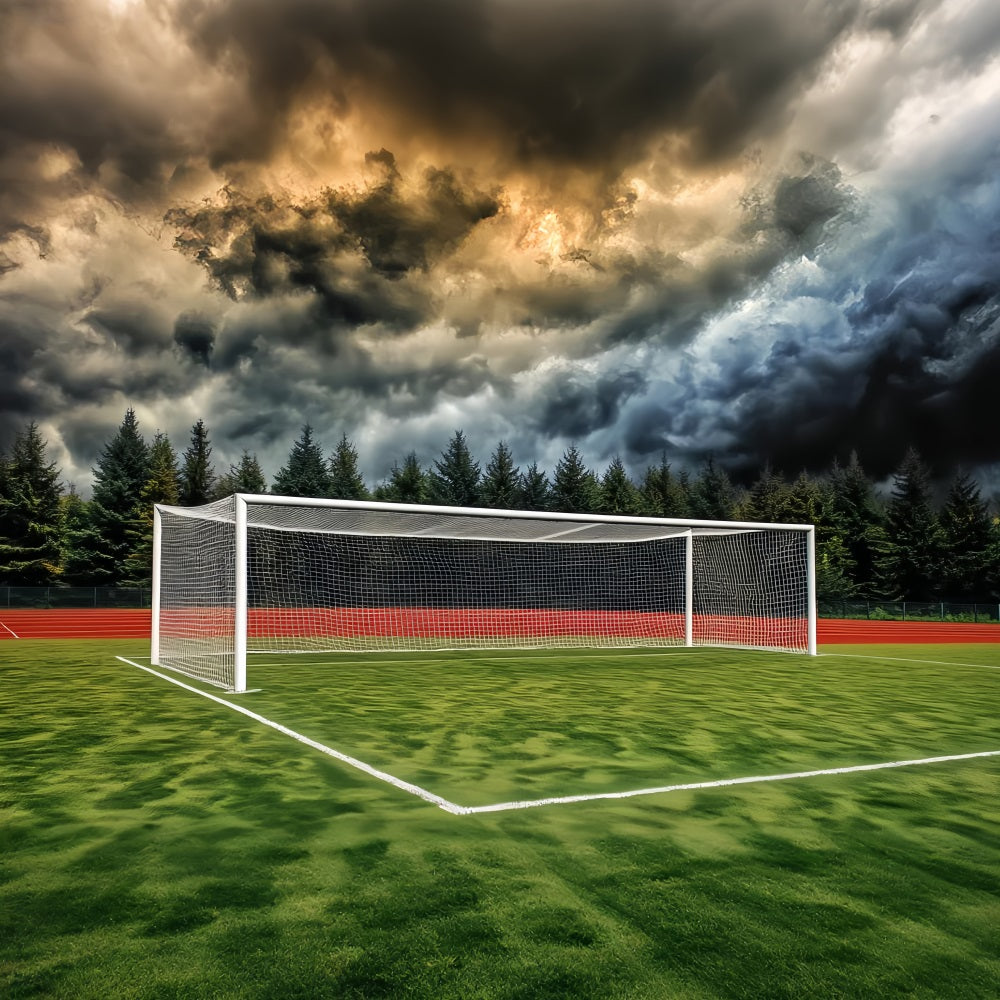 Soccer Backdrops Stormy Sky Soccer Goal Football Field Backdrop LXX59-332