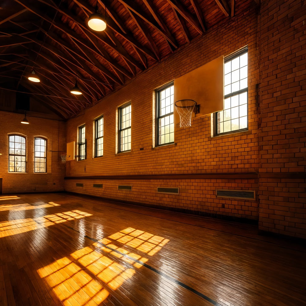 Basketball Backdrops Vintage Brick Basketball Court Sports Backdrops LXX59-335