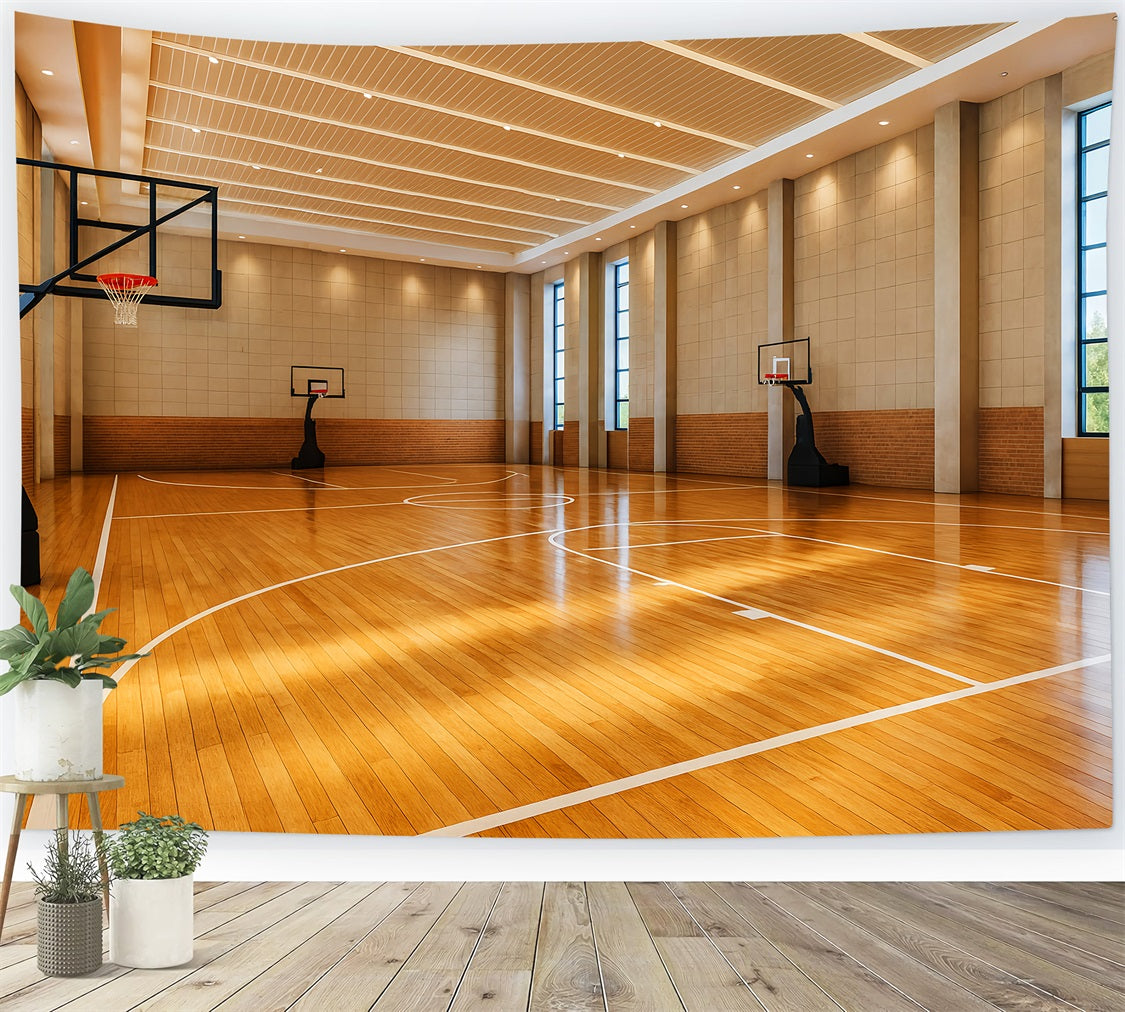 Basketball Backdrops Modern Indoor Basketball Court Soccer Backdrop LXX59-337