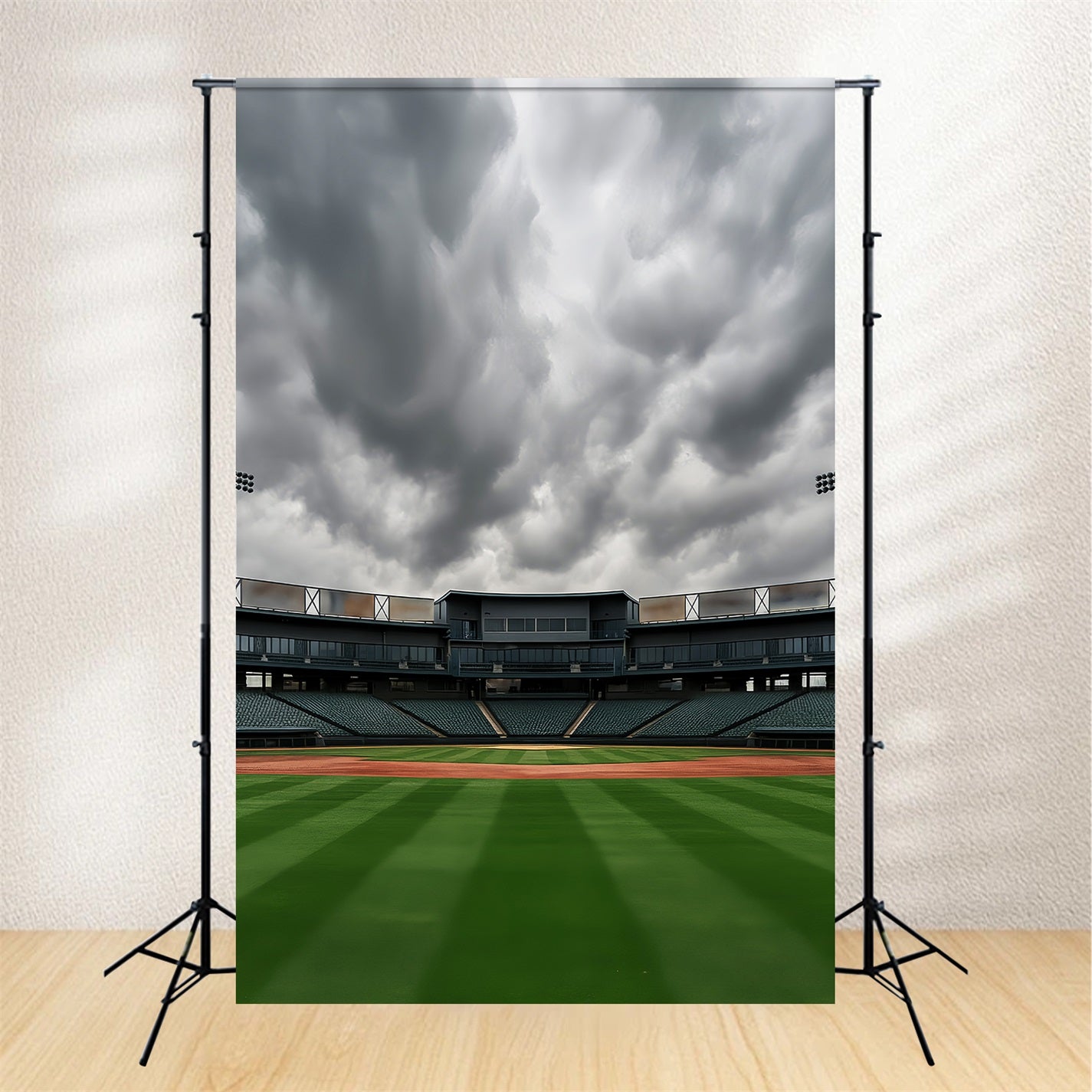 Sports Backdrop Empty Baseball Stadium Clouds Baseball Backdrop LXX59-338