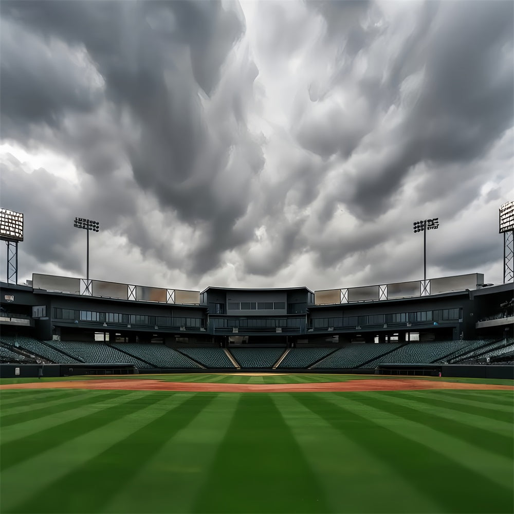 Sports Backdrop Empty Baseball Stadium Clouds Baseball Backdrop LXX59-338