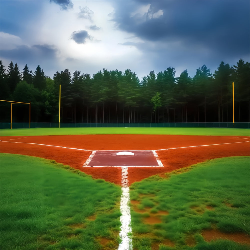 Sports Backdrop Forest Edge Baseball Diamond Baseball Field Backdrop LXX59-341