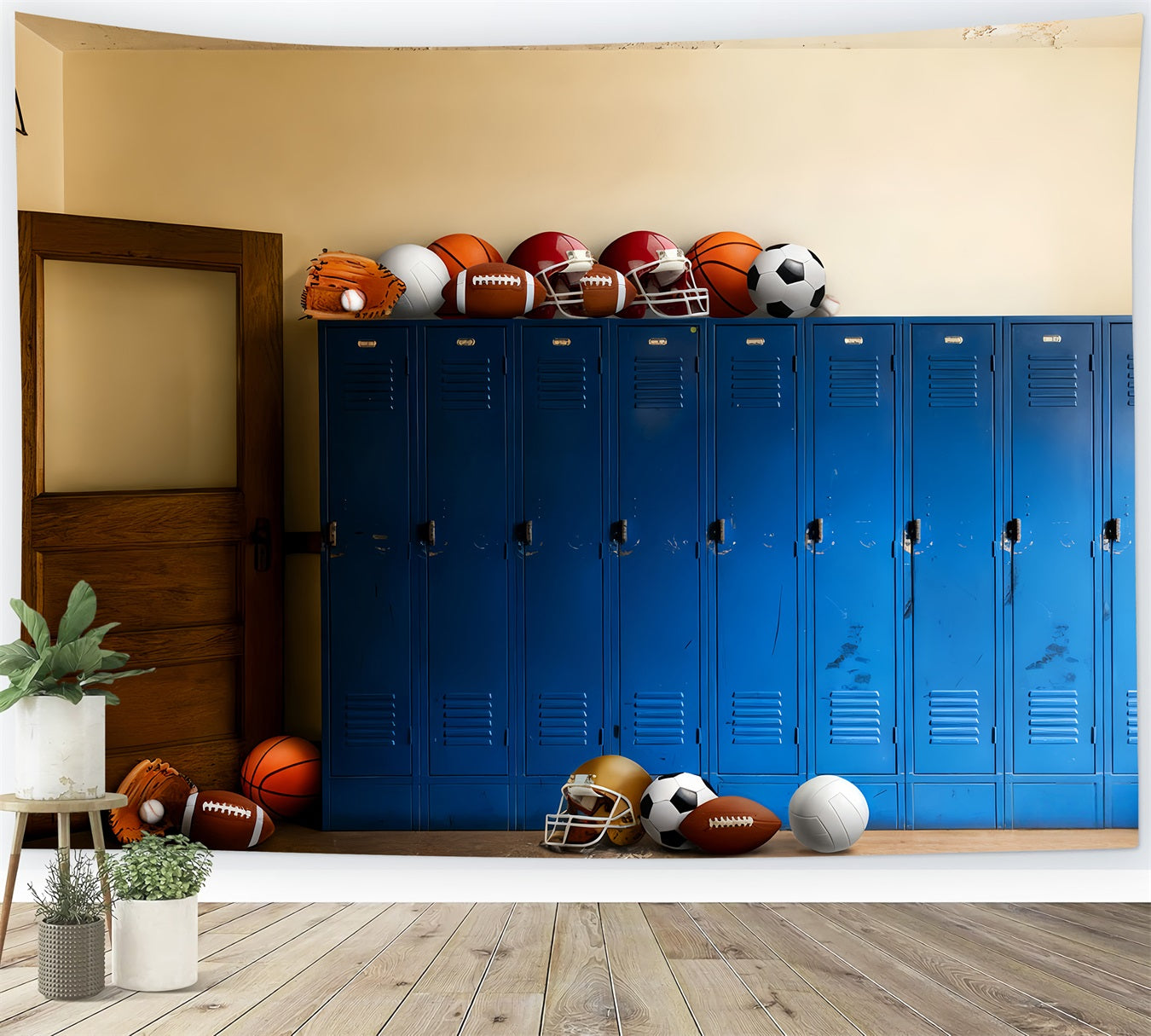 Sports Backdrop Locker Room Sports Equipment Sports Backdrops LXX59-343