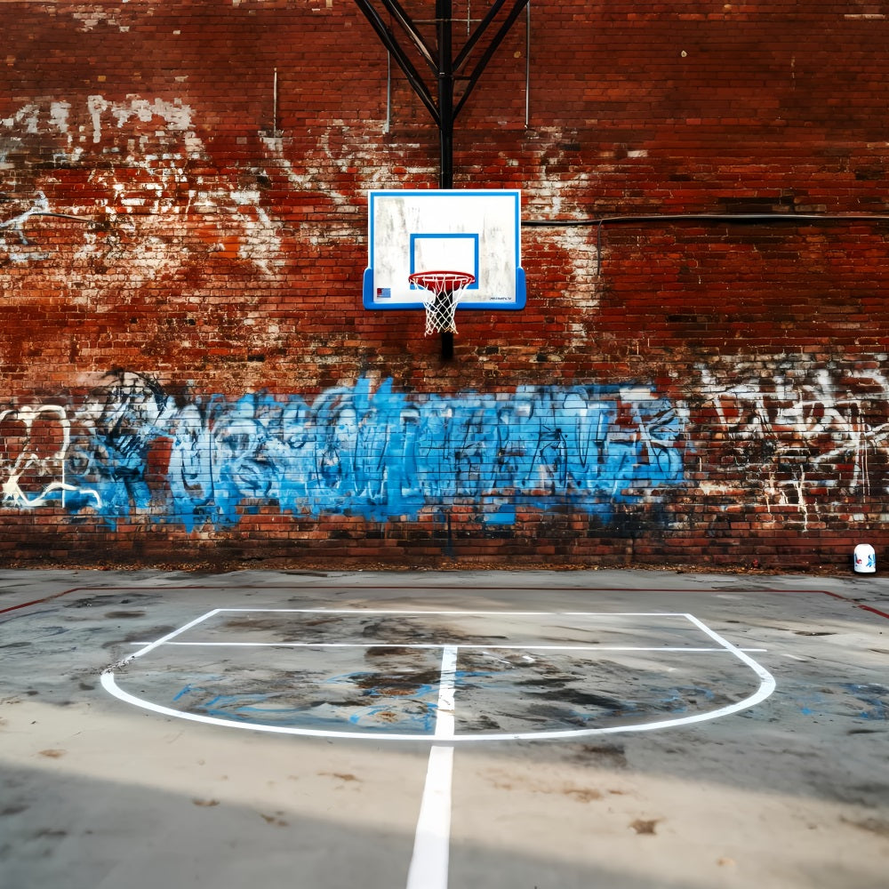 Sports Backdrop Brick Wall Graffiti Hoop Sports Backdrops for Photography LXX59-344