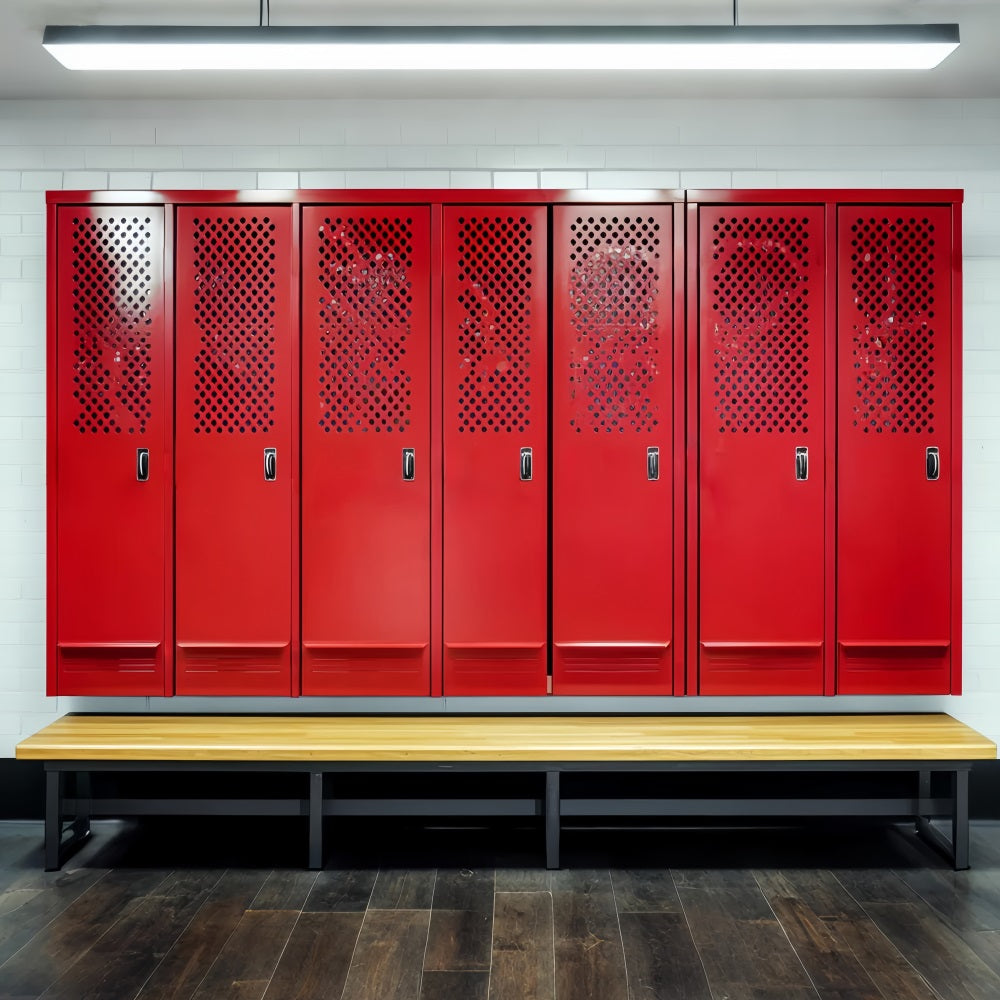 Sports Backdrop Red Locker Room Bench Sports Backdrops for Photography LXX59-347