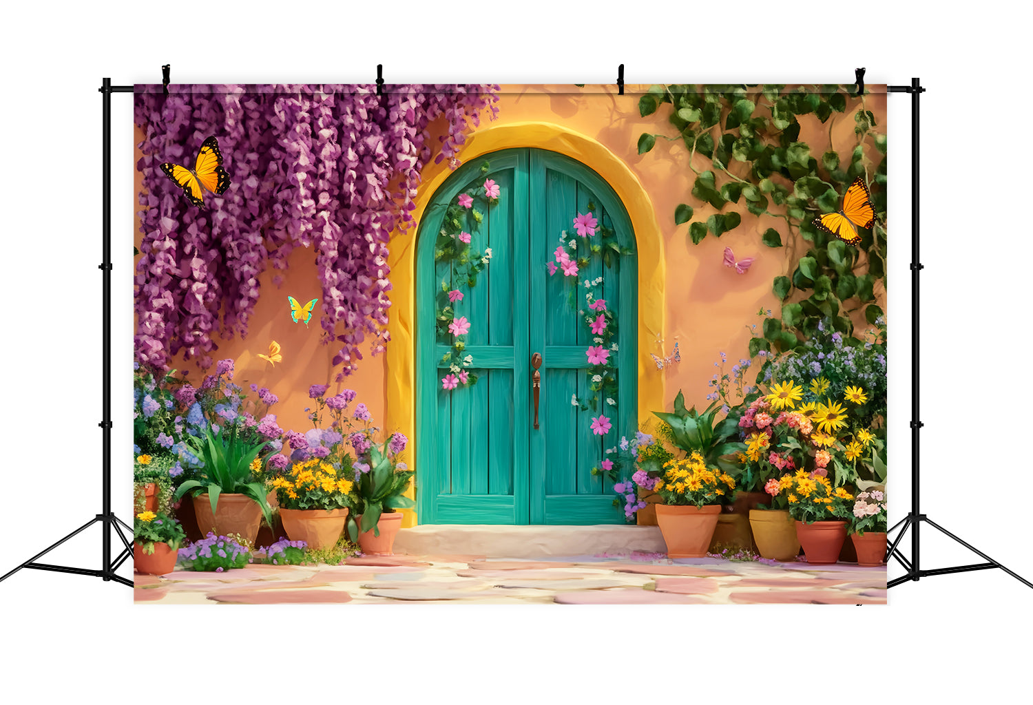 Paris Backdrops Butterfly Garden Colorful Door Paris Backdrop LXX59-35