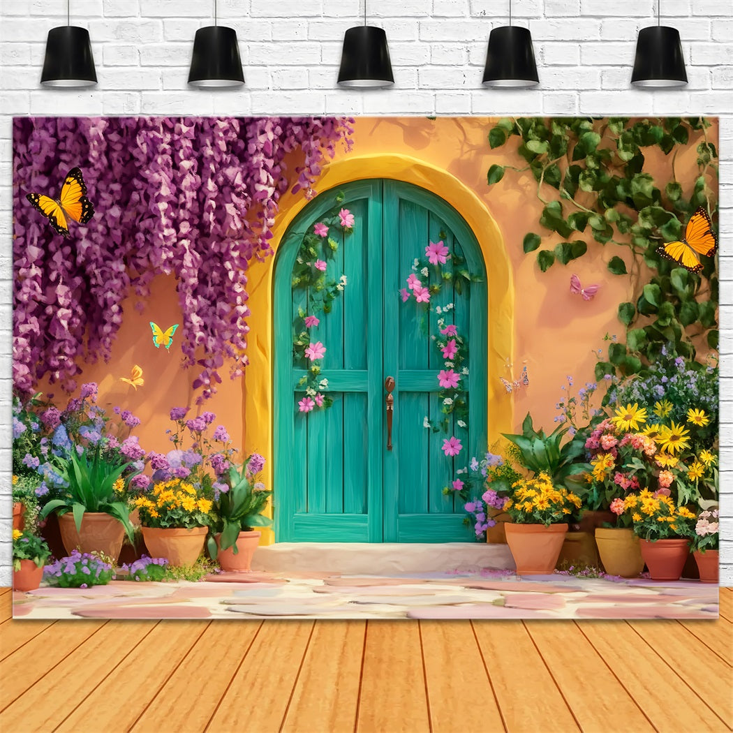 Paris Backdrops Butterfly Garden Colorful Door Paris Backdrop LXX59-35
