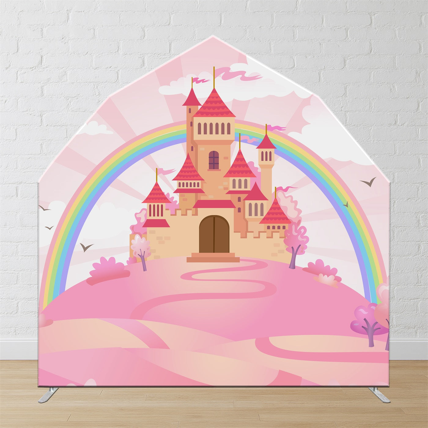 Arch Backdrop Fairytale Pink Castle Barn Door Party Backdrop LXX59-363