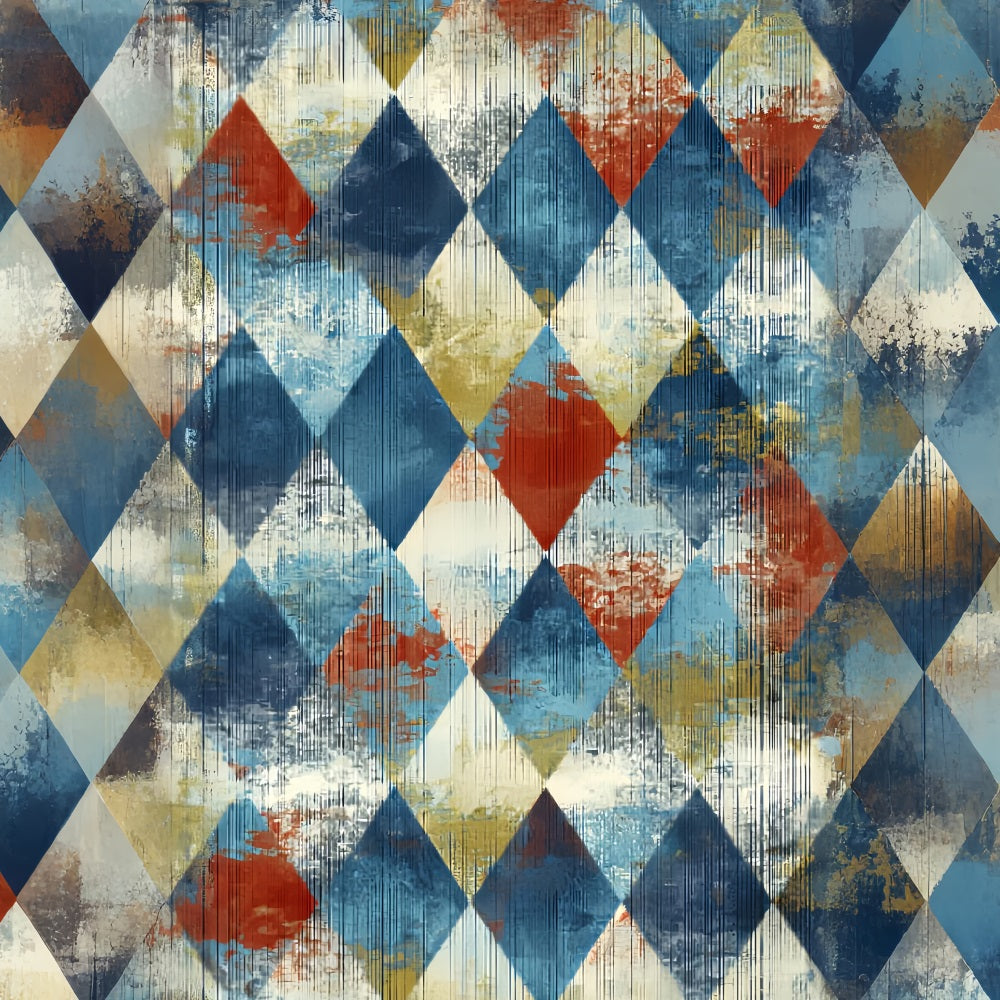 Portrait Photo Backdrop Rustic Blue Red Diamond Texture Studio Portrait Backdrop LXX59-441