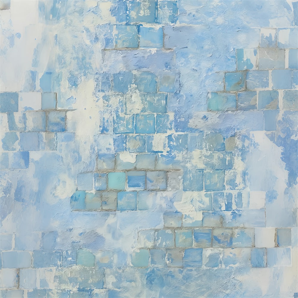 Concrete Wall Backdrop Light Blue Brick Texture Portrait Backdrops LXX59-444