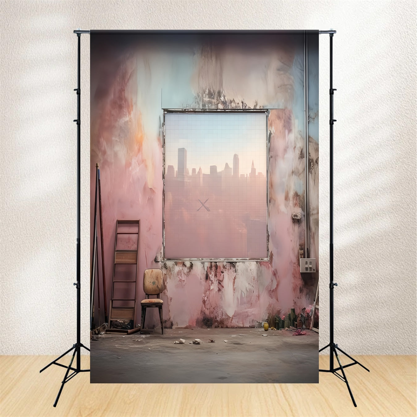 Portrait Photography Backdrop Urban Studio Pastel Wall Family Portrait Backdrop LXX59-463