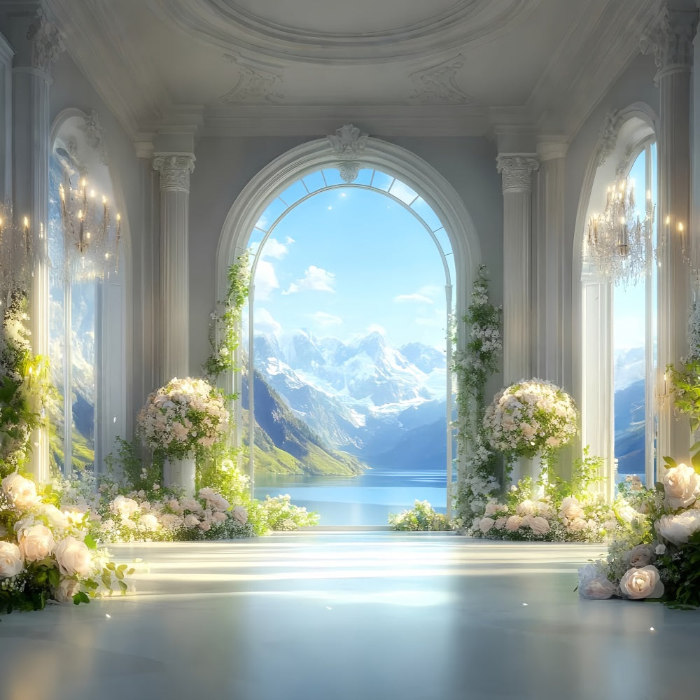 Europe Backdrop Elegant Arch Alpine View Paris Backdrop Ideas LXX59-50