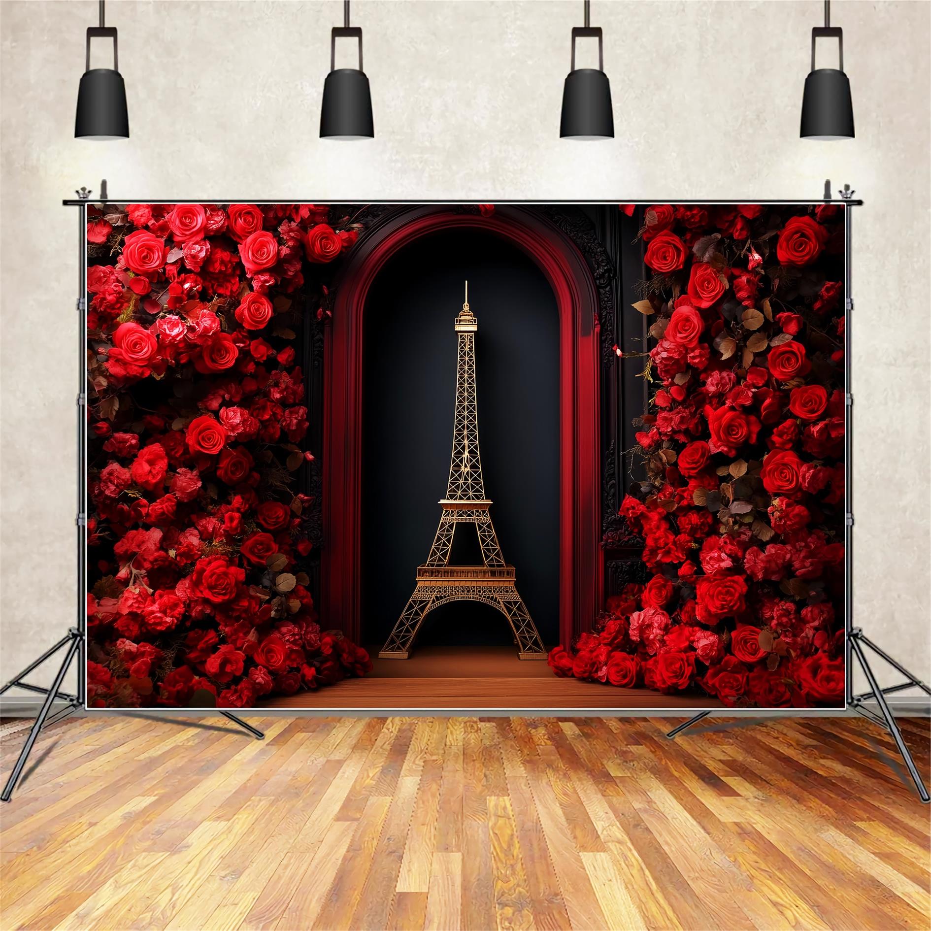 Paris Towel Photo Backdrop Red Rose Eiffel Tower Paris Backdrop Ideas LXX59-60
