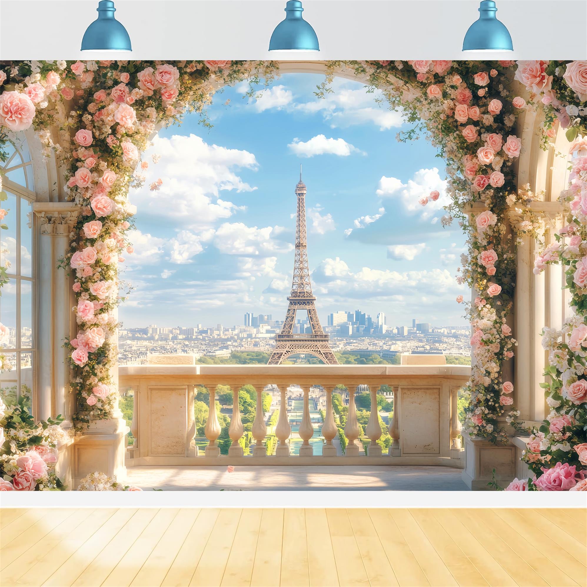 Paris Backdrops Blossoming Rose Archway View Paris Backdrop Ideas LXX59-67