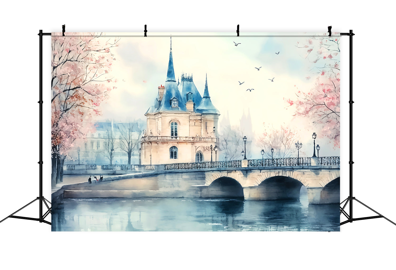 Paris Backdrops Paris Riverside Castle Bridge Paris Backdrop for Pictures LXX59-68