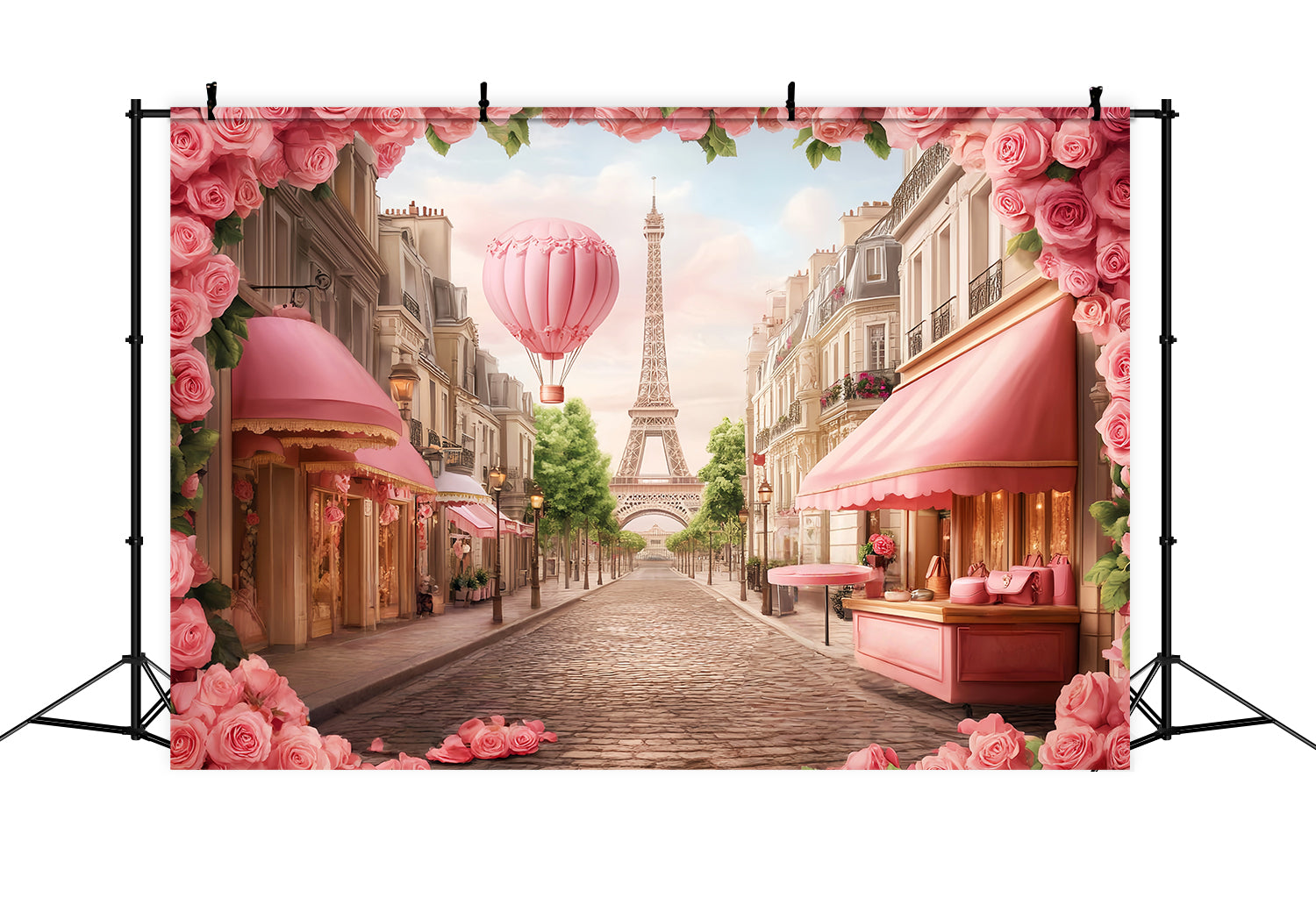 Paris Backdrops Parisian Street Hot Air Balloon Eiffel Tower Paris Backdrop LXX59-72