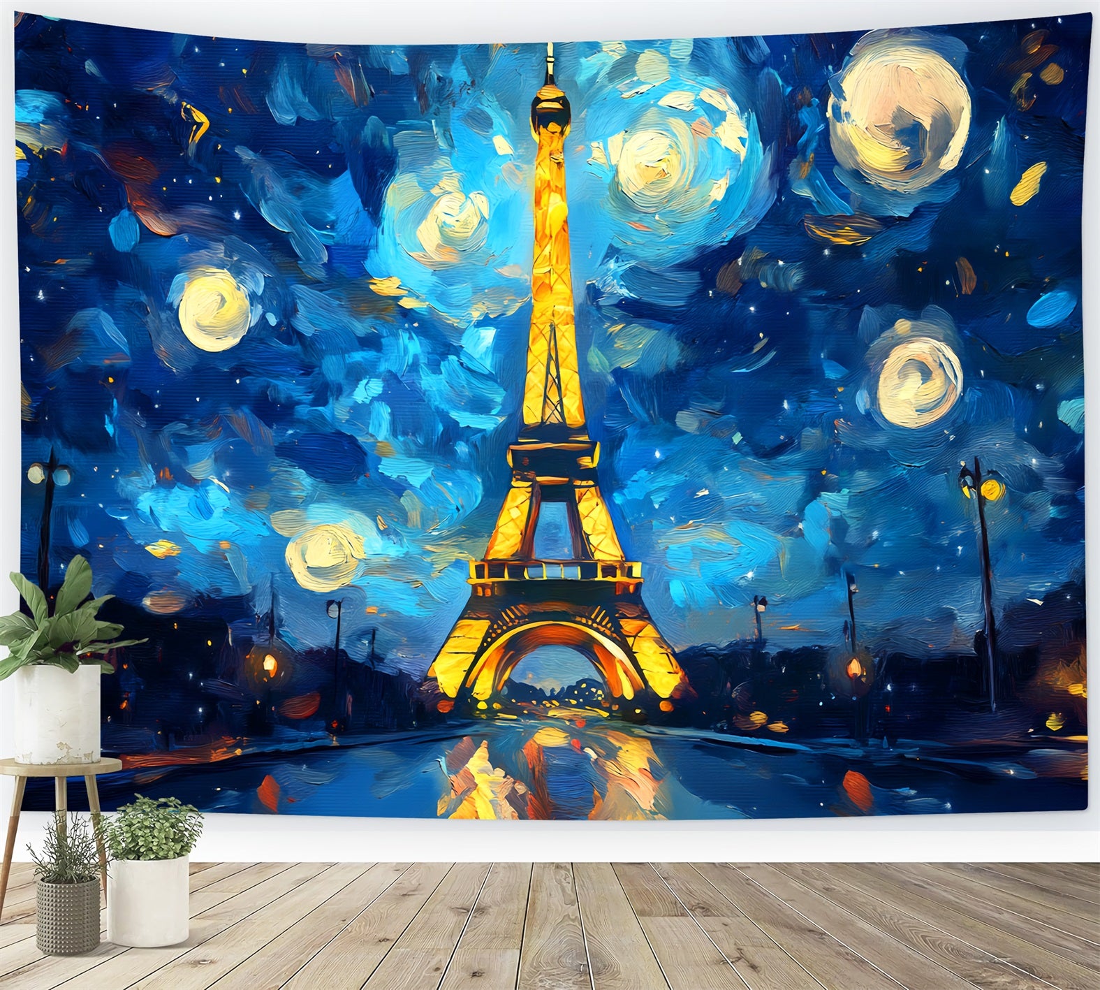 Paris Backdrops Starry Night Painted Eiffel Paris Backdrop for Pictures LXX59-79