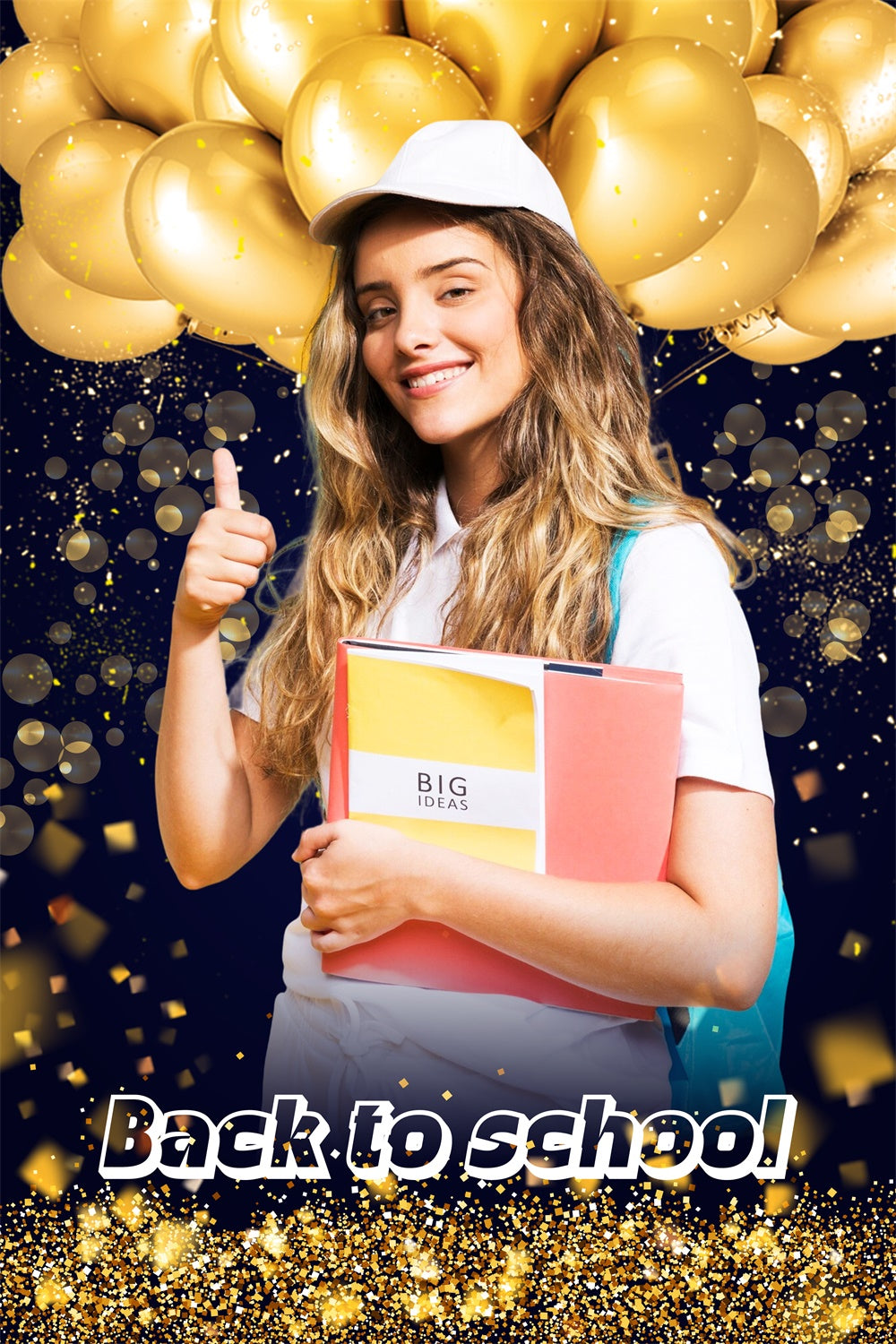 School Backdrop Confetti Golden Balloon Personalized Backdrop LXX6-16