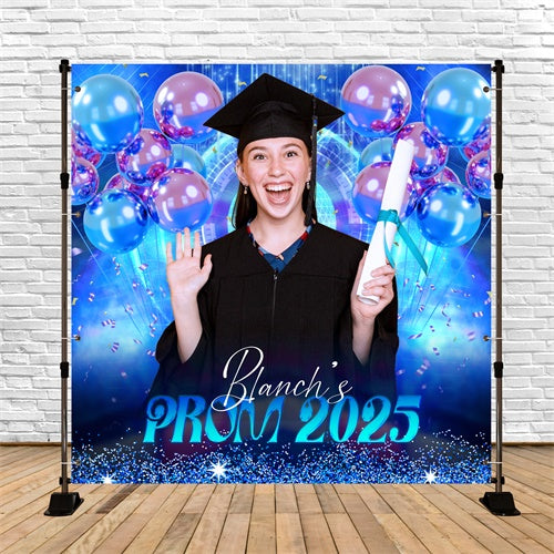 Backdrop For Prom Electric Blue Balloon Custom Party Graduation Backdrop LXX6-200