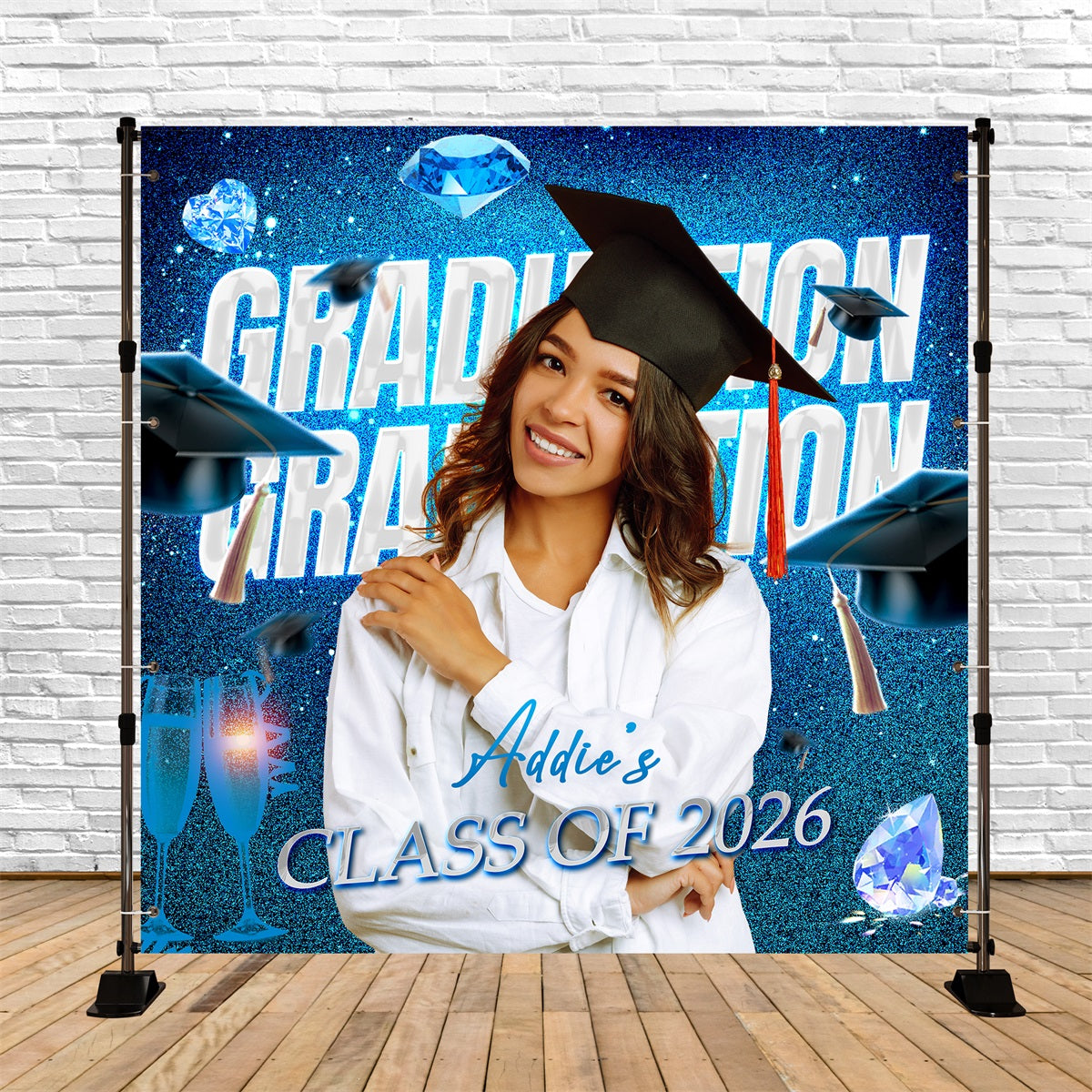 Customized Graduation Backdrop Diamond Sparkle Party Graduation Backdrop LXX6-202