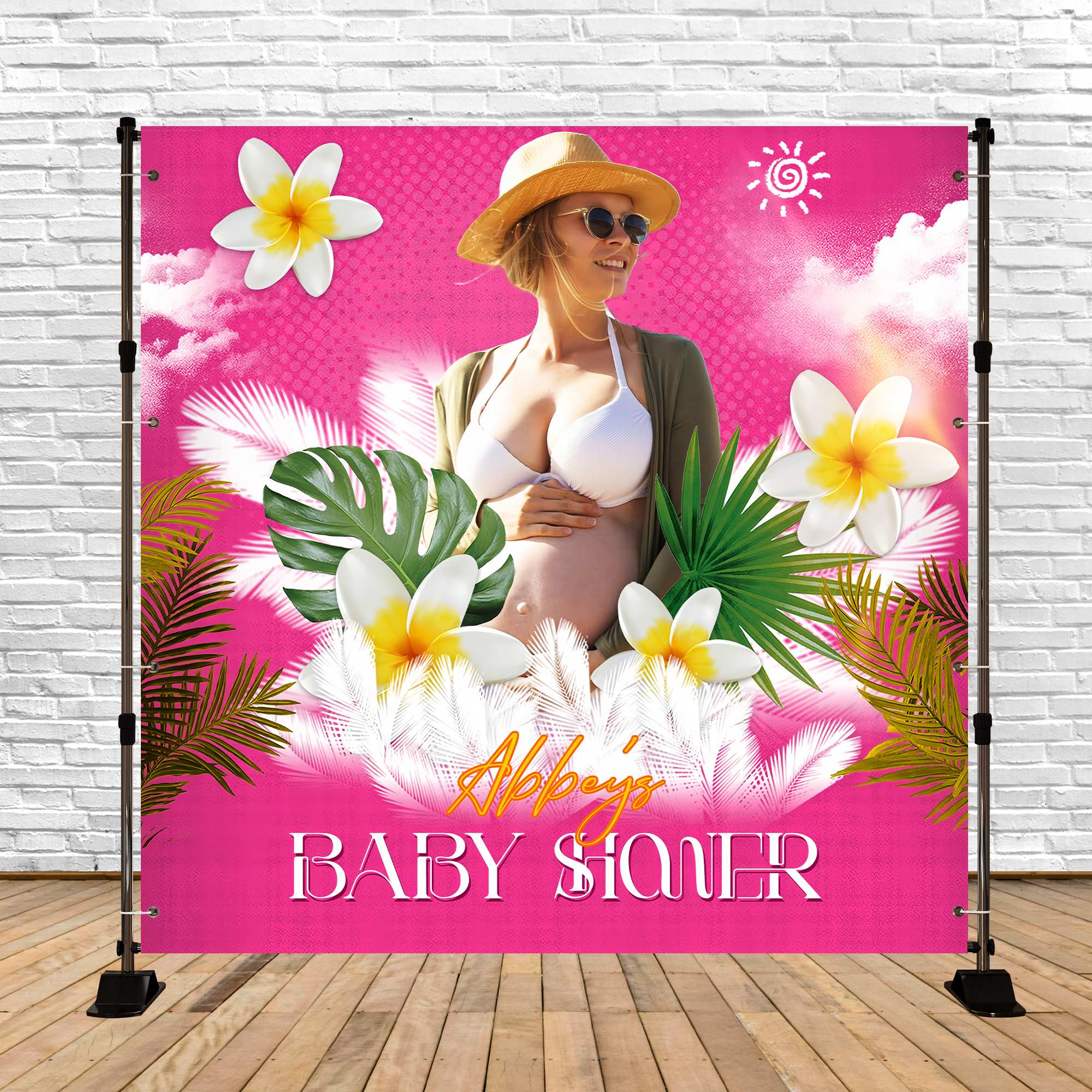 Custom Baby Shower Backdrop Tropical Bloom Summer Backdrop LXX6-219