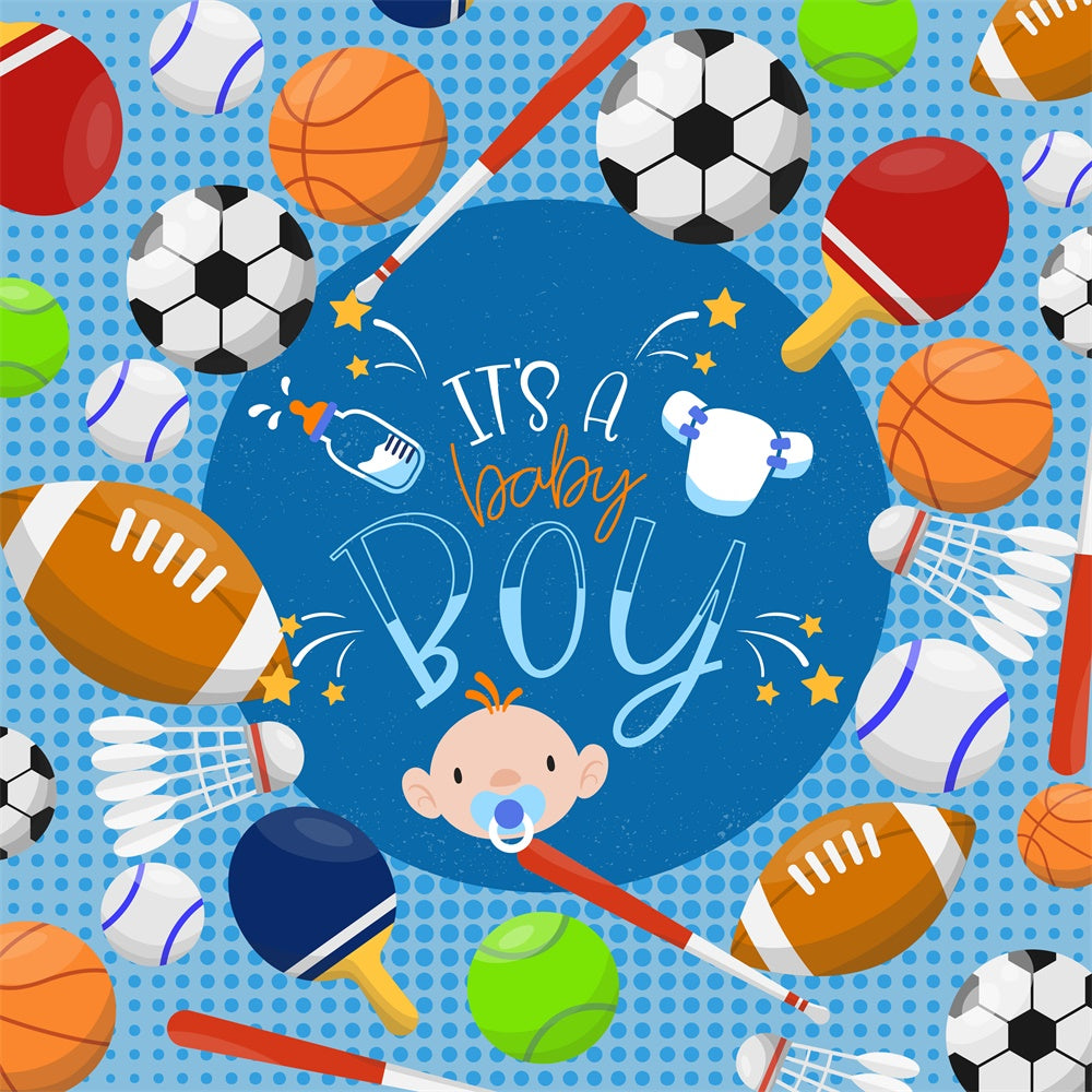 Baby Shower Backdrop Sports Mania Boy Shower Backdrop LXX6-228