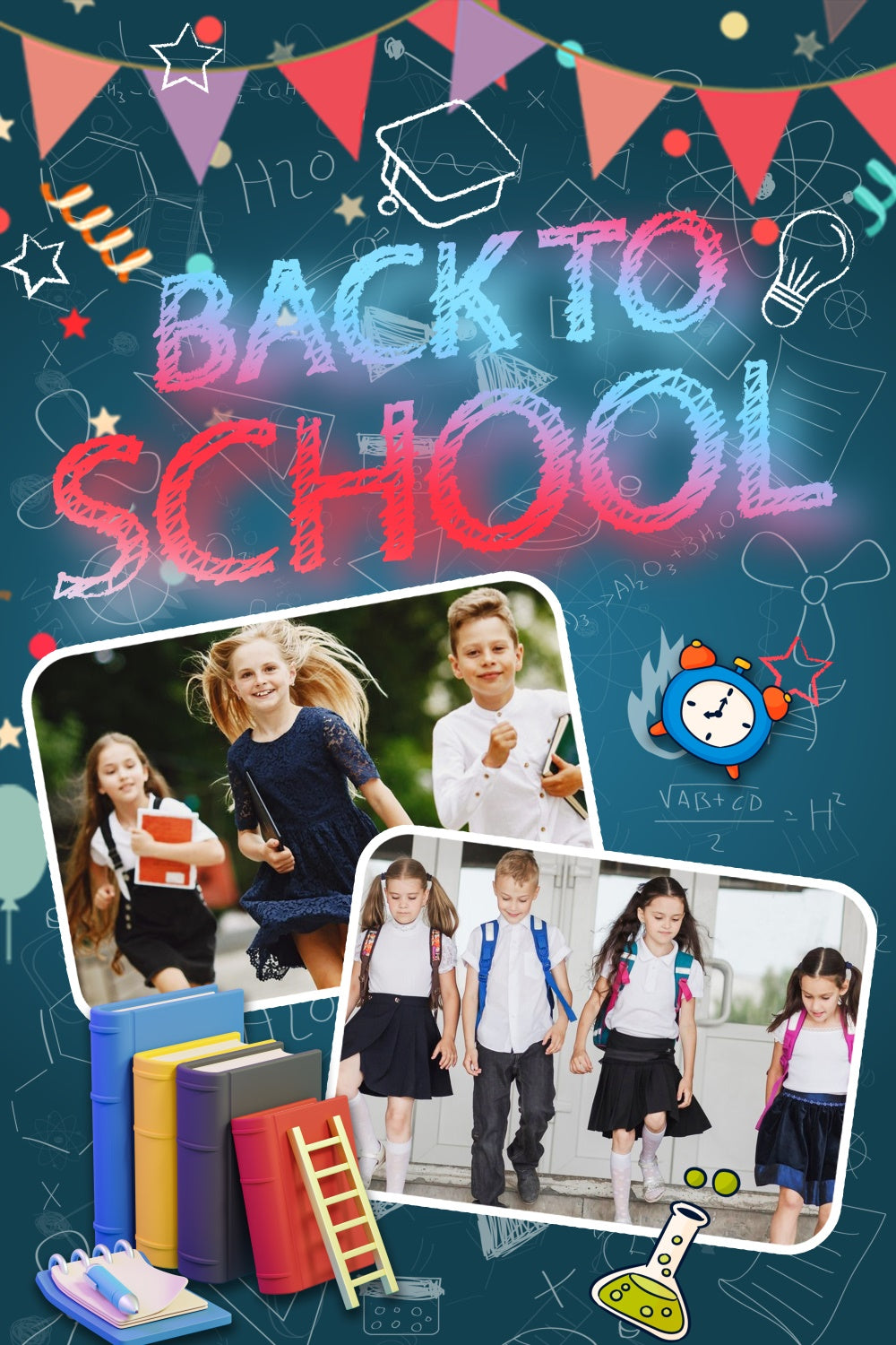 Back To School Photo Backdrop Scribbles Books Custom Backdrop LXX6-23