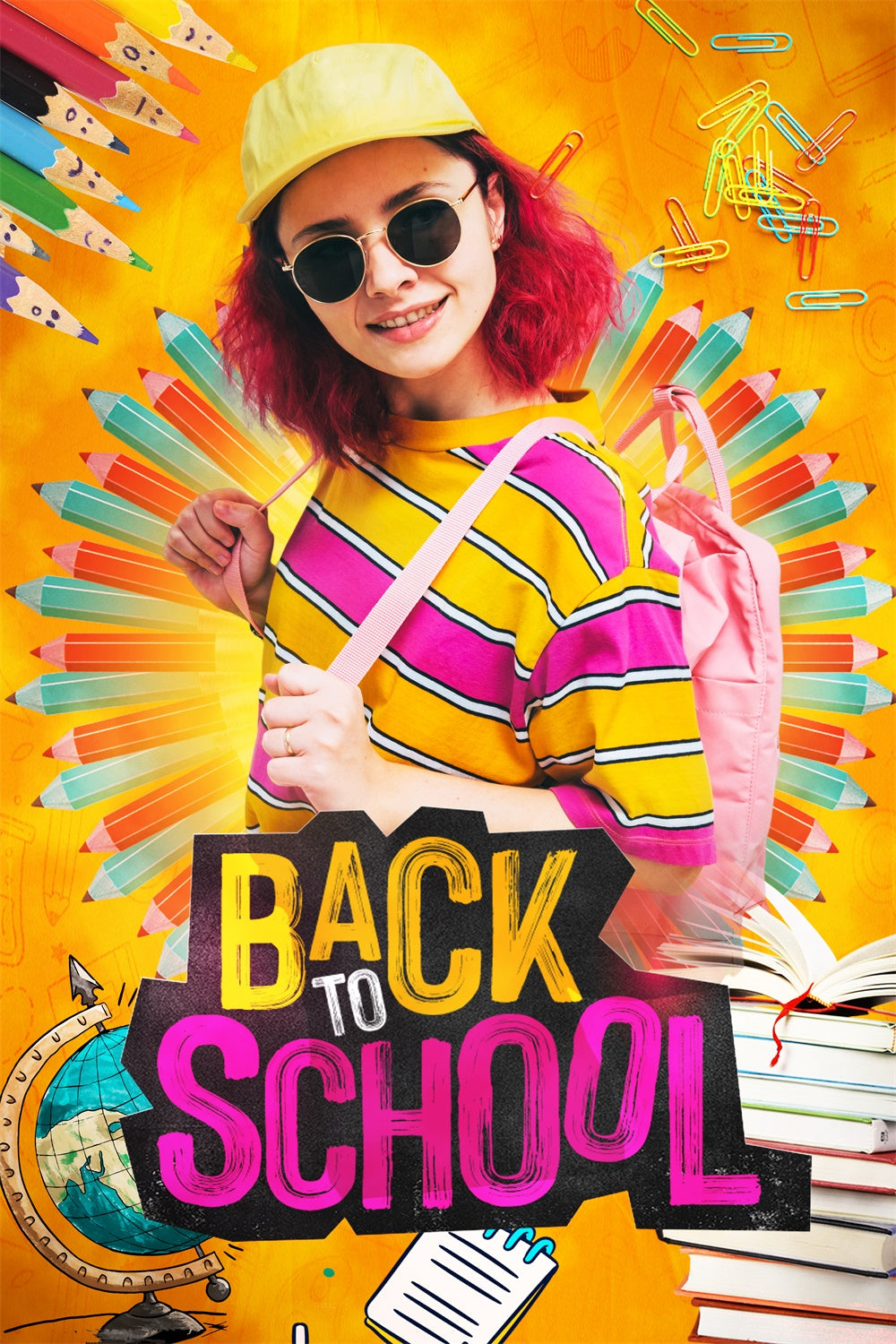 School Picture Backdrop Color Pop Pencil Personalized Backdrop LXX6-32