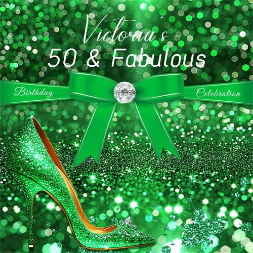 50th Birthday Backdrop For Her Glam Green Customized Backdrop LXX6-44