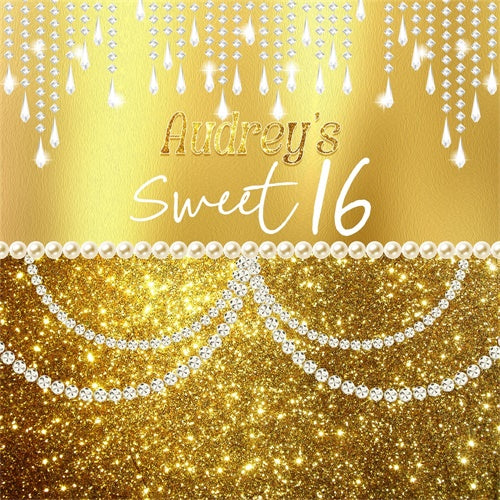 Customized Birthday Backdrop Glitter Pearls Sweet 16 Backdrop LXX6-81