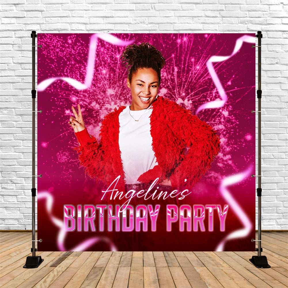 Custom Birthday Backdrops Red Energy Celebration Backdrop LXX6-92