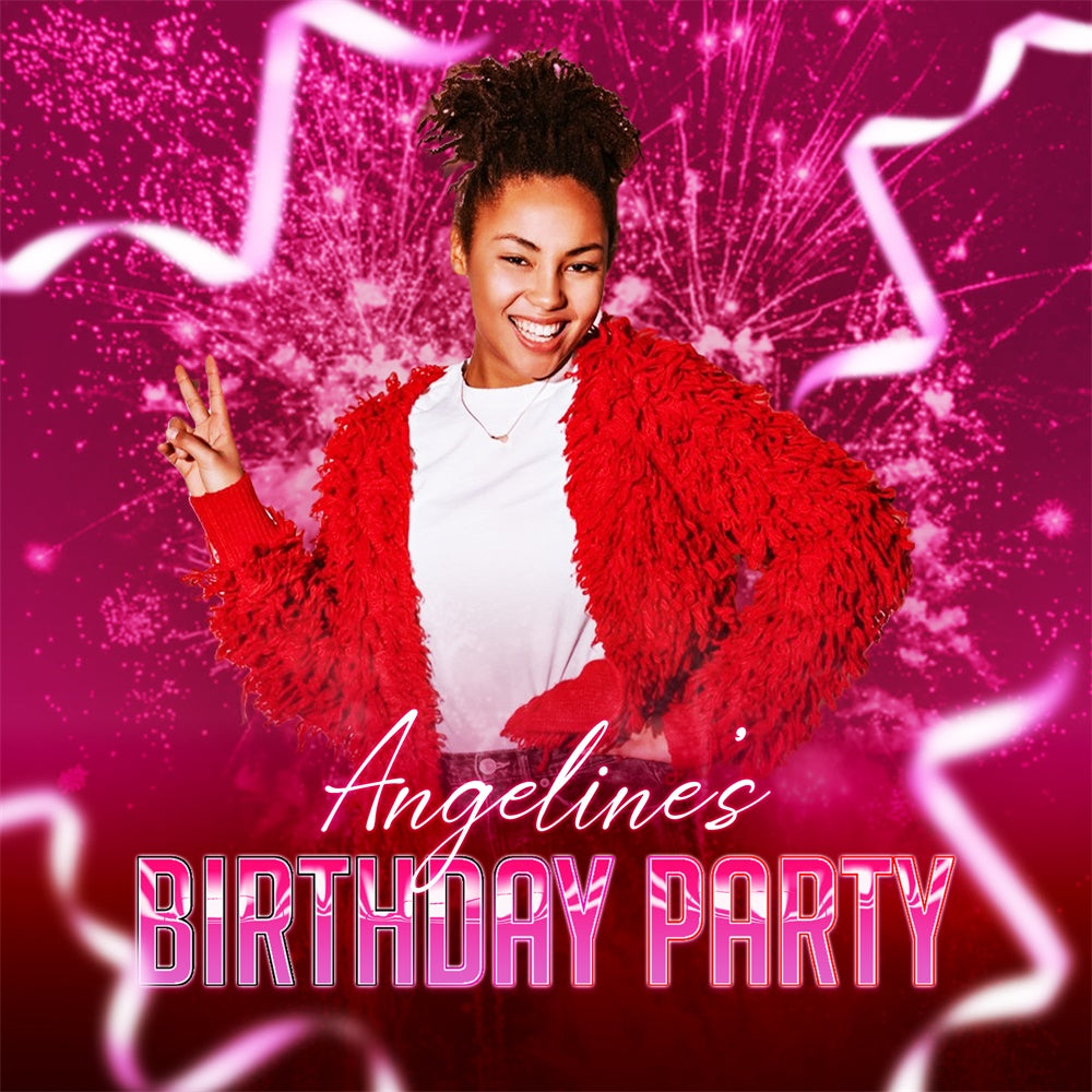 Custom Birthday Backdrops Red Energy Celebration Backdrop LXX6-92
