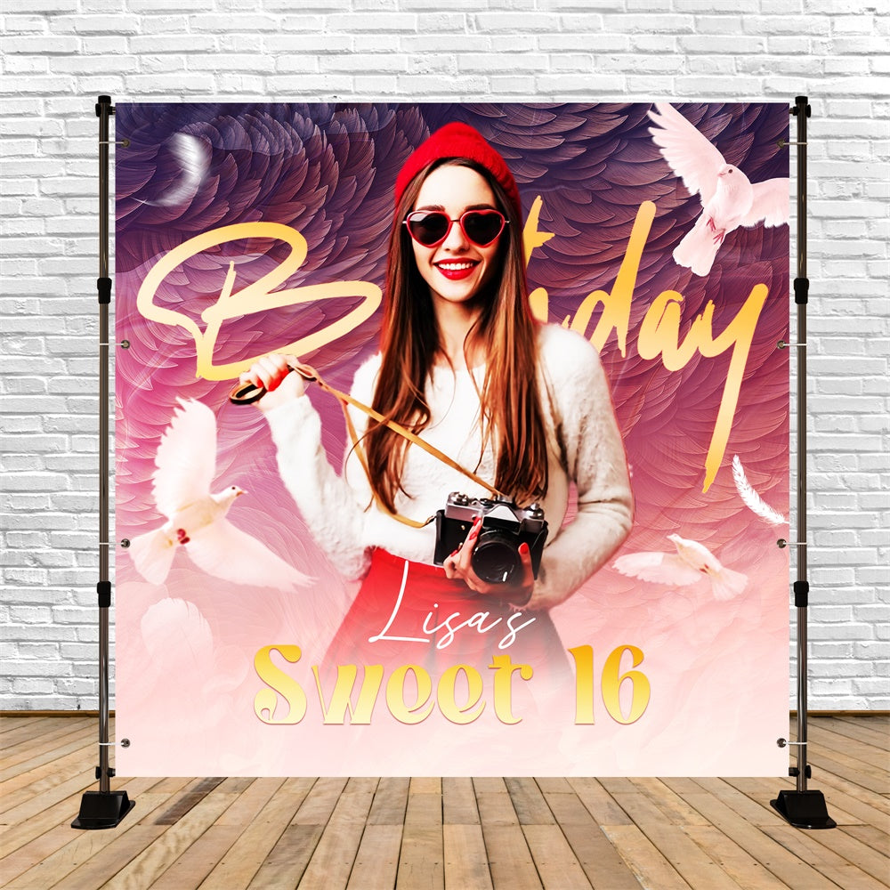Customized Birthday Backdrop Dove Dreams Sweet 16 Backdrop LXX6-94