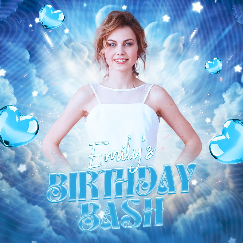 Birthday Party Backdrop Sky Dream Bash Personalized Backdrop LXX6-97