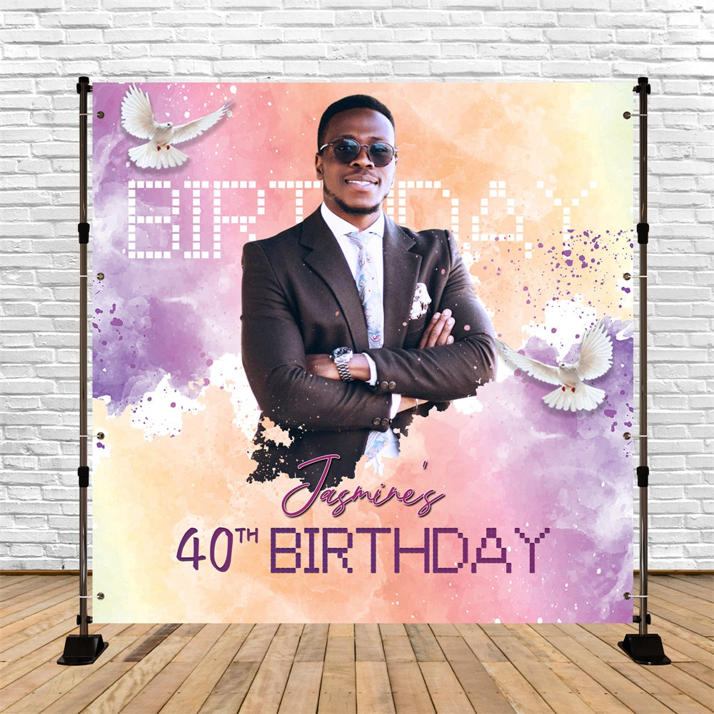 40th Birthday Backdrop Pastel Dove Birthday Custom Backdrop LXX6-99
